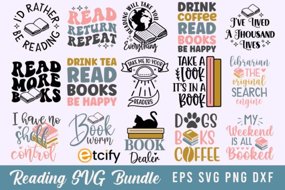 Download Reading SVG Bundle, Book Lovers Quotes - Premium Bundle