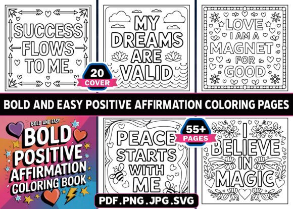 Download Positive Affirmation Coloring Pages KDP - Affirmation coloring pages Collection