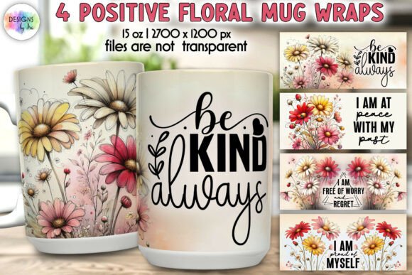 Download Positive Quotes Floral Mug Wrap Designs - Quotes Collection